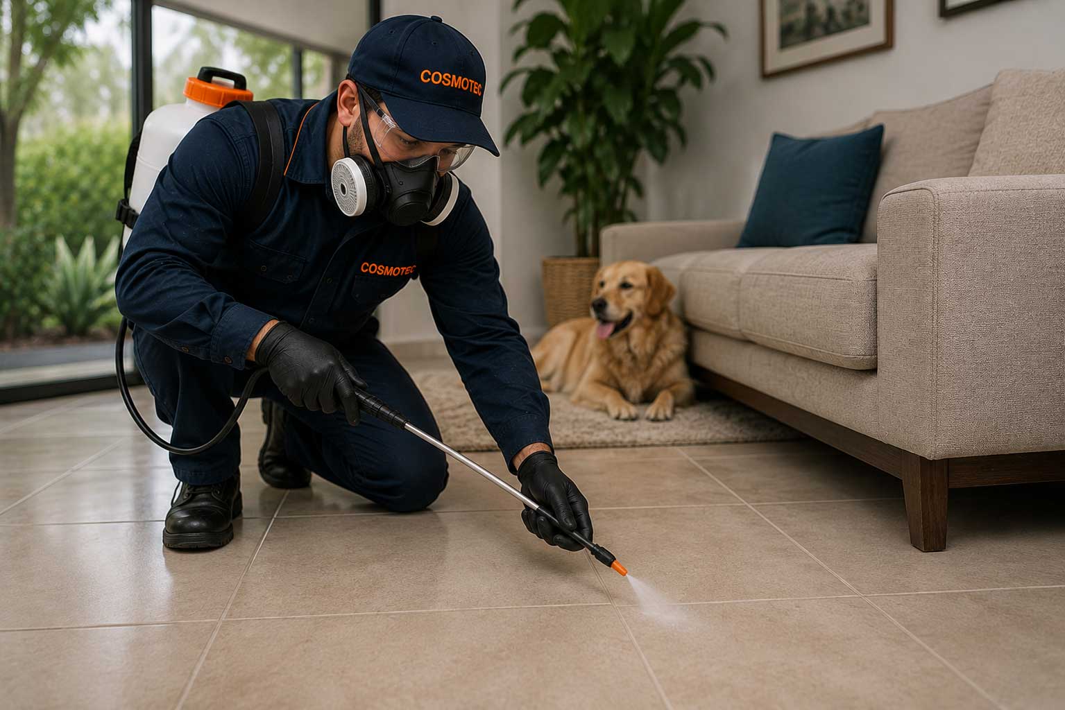 Serviço profissional para controle de pulgas