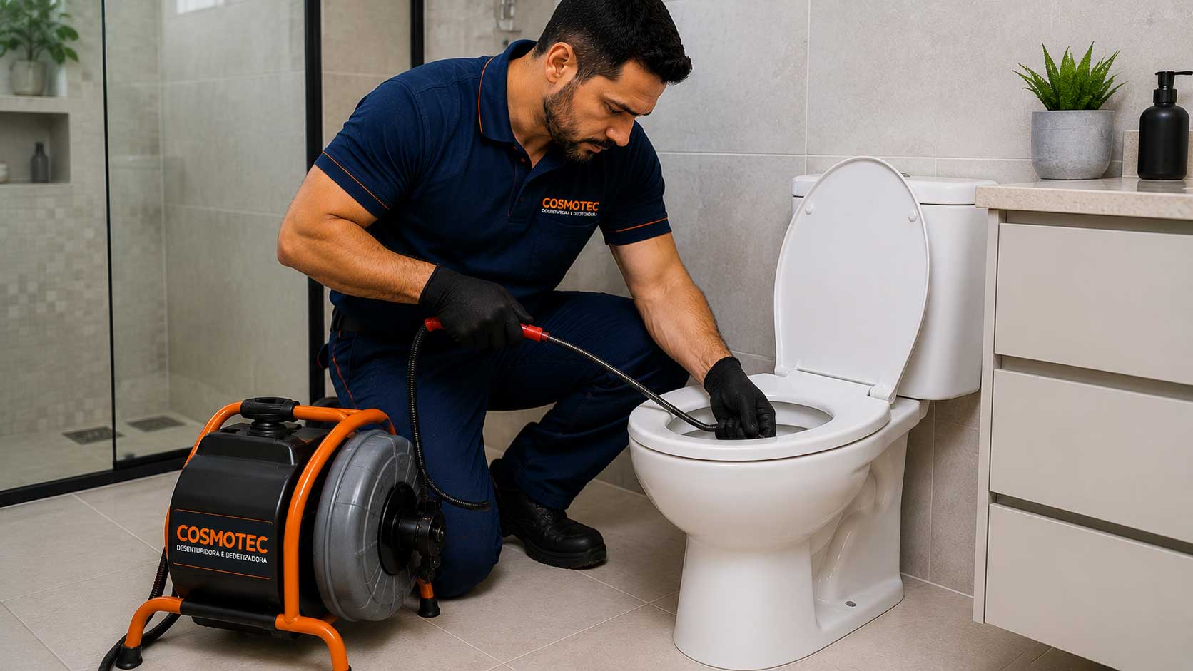 Serviço profissional de desentupimento de vaso sanitário