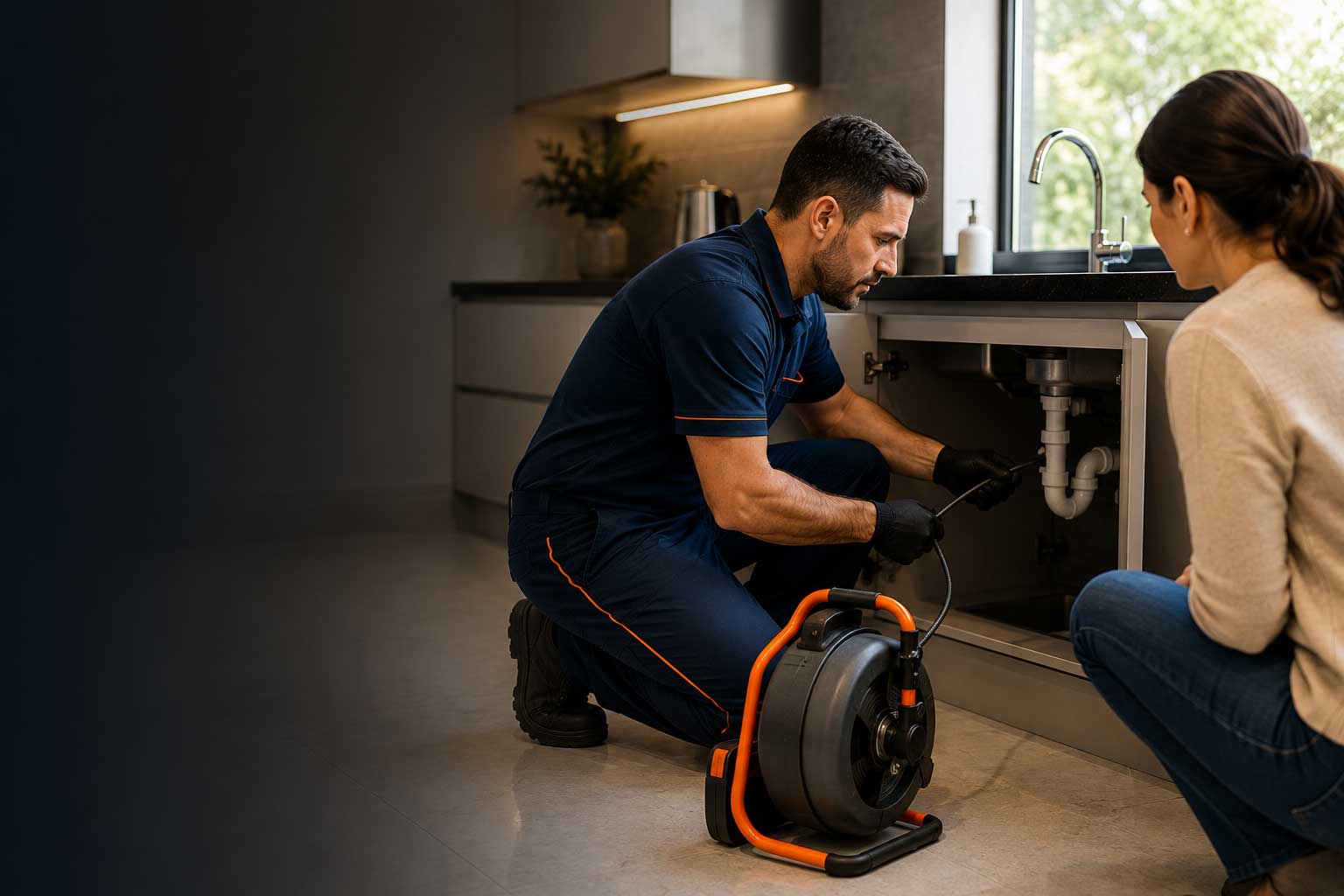 Profissional Cosmotec realizando serviço em residência